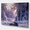 Designart - Winter Forest with the River in Frosty Day - Landscapes Painting Print on Wrapped Canvas